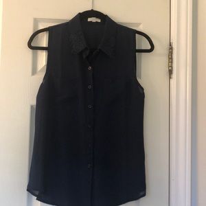 Sheer summer top with decorative collar